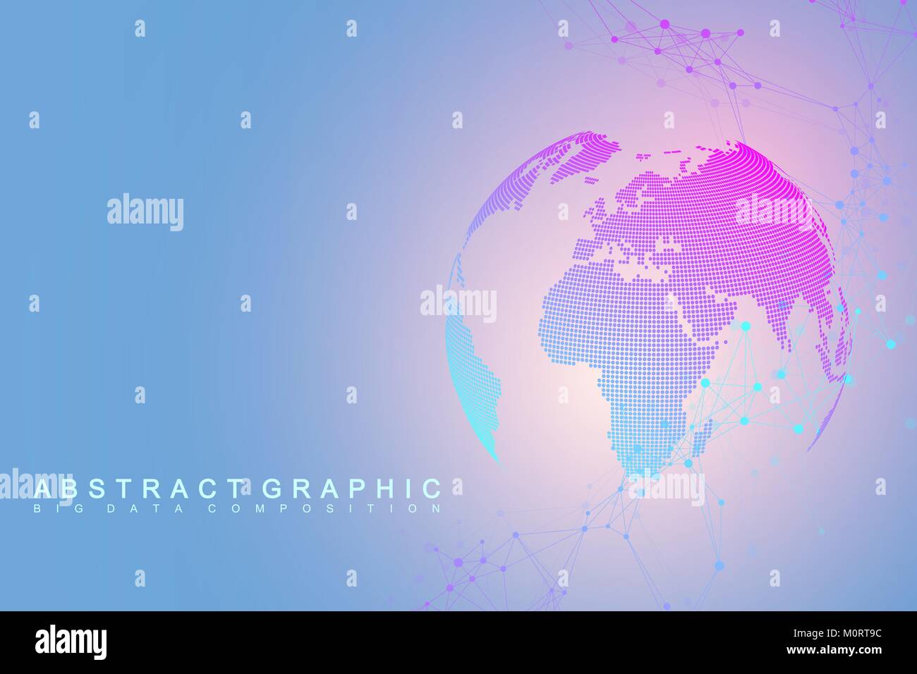 Global network connection. Network and big data visualization ...
