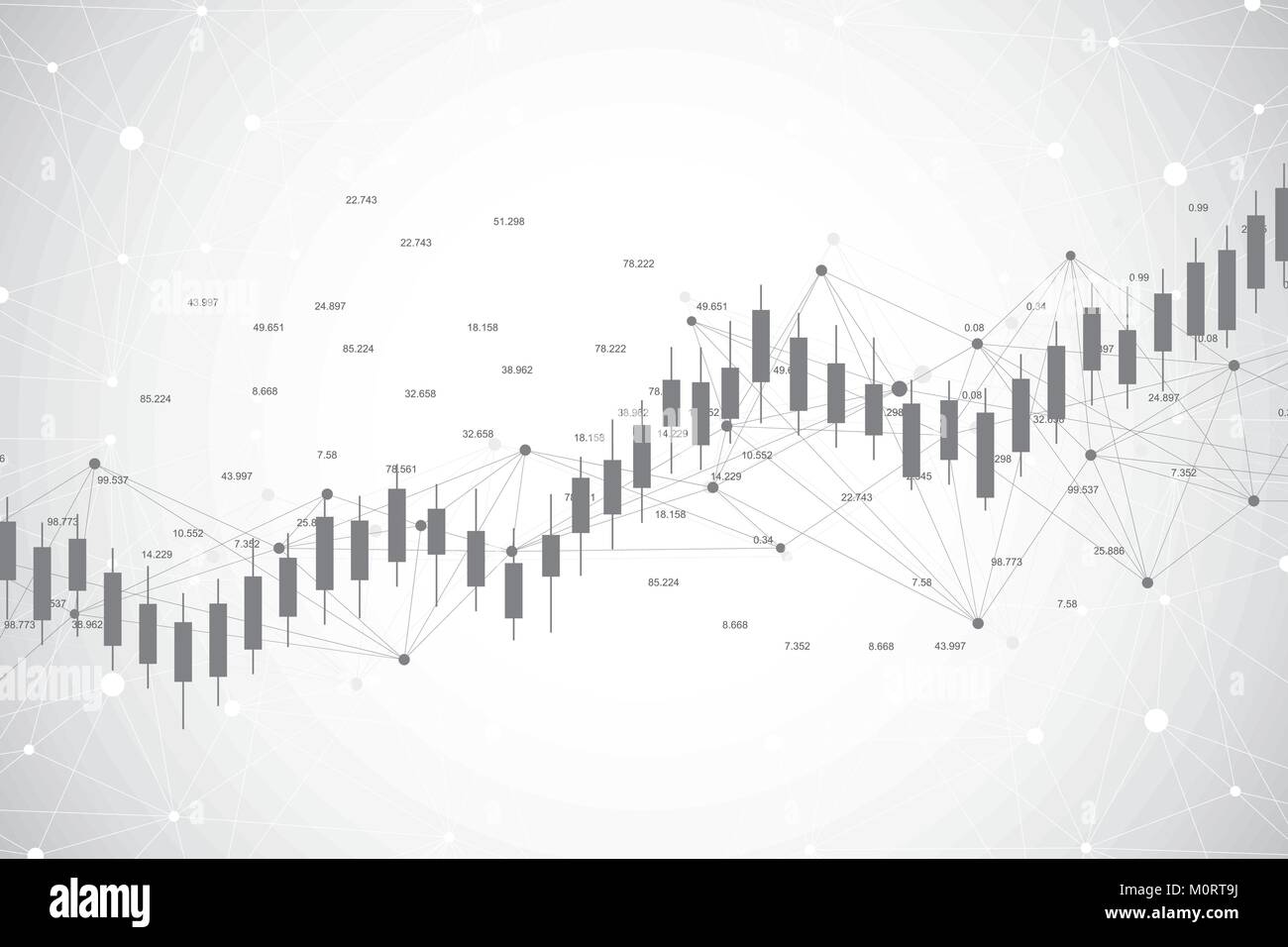 Business candle stick graph chart of stock market investment trading ackground design. Stock market chart. Bullish point, Trend of graph. Vector illustration. Stock Vector