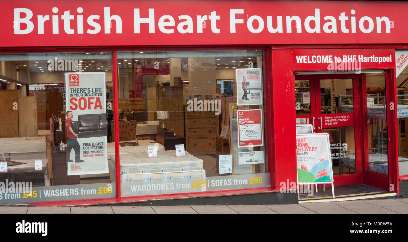 British Heart Foundation charity shop in Hartlepool,England,UK Stock Photo  - Alamy