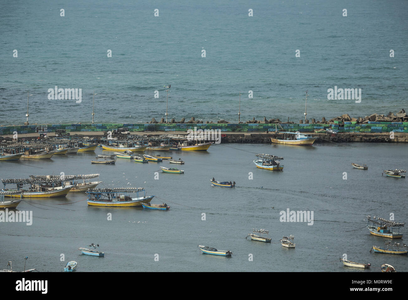 A general view of the sea port in Gaza City. (Photo by Nidal Alwaheidi