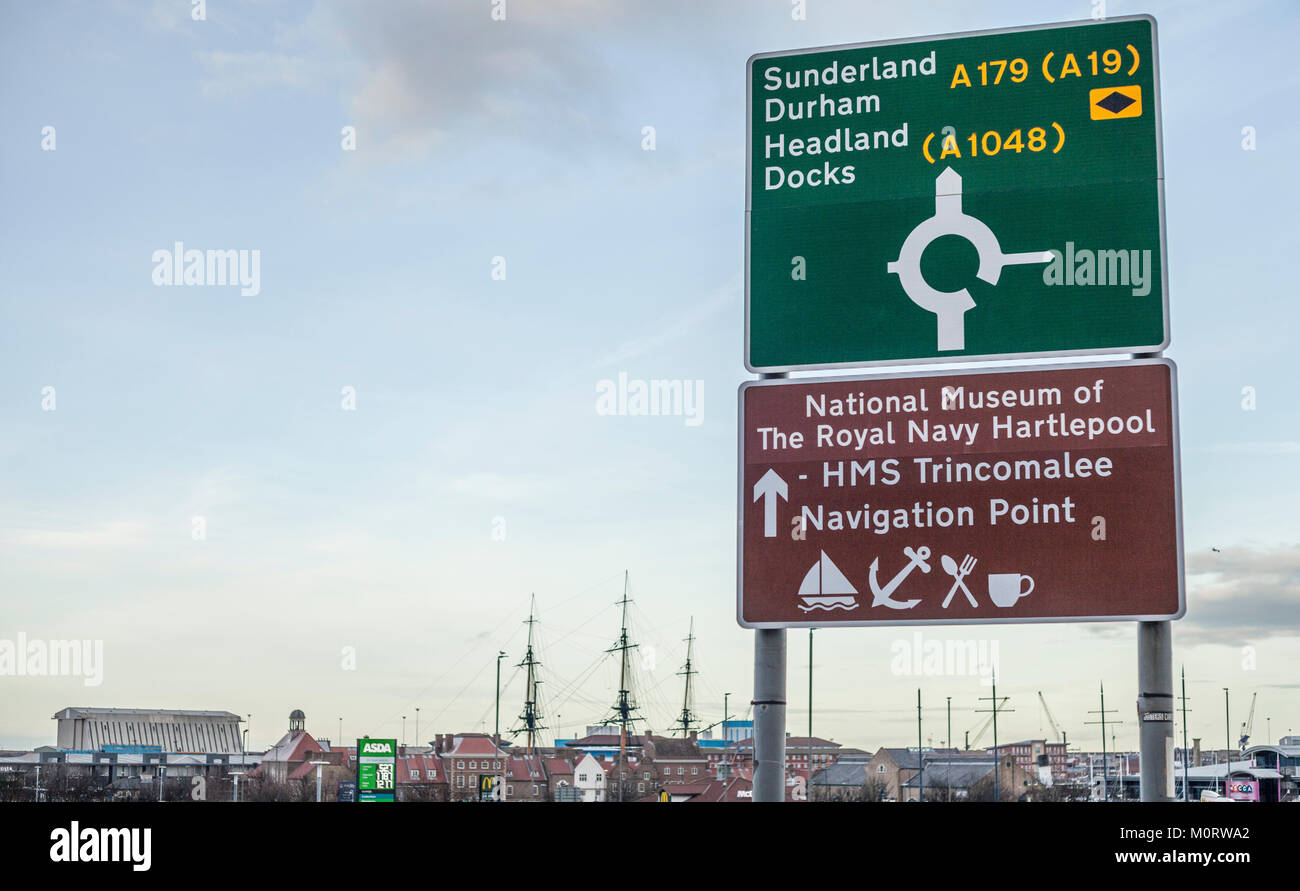 Road signs in Hartlepool town centre,England,UK Stock Photo Alamy