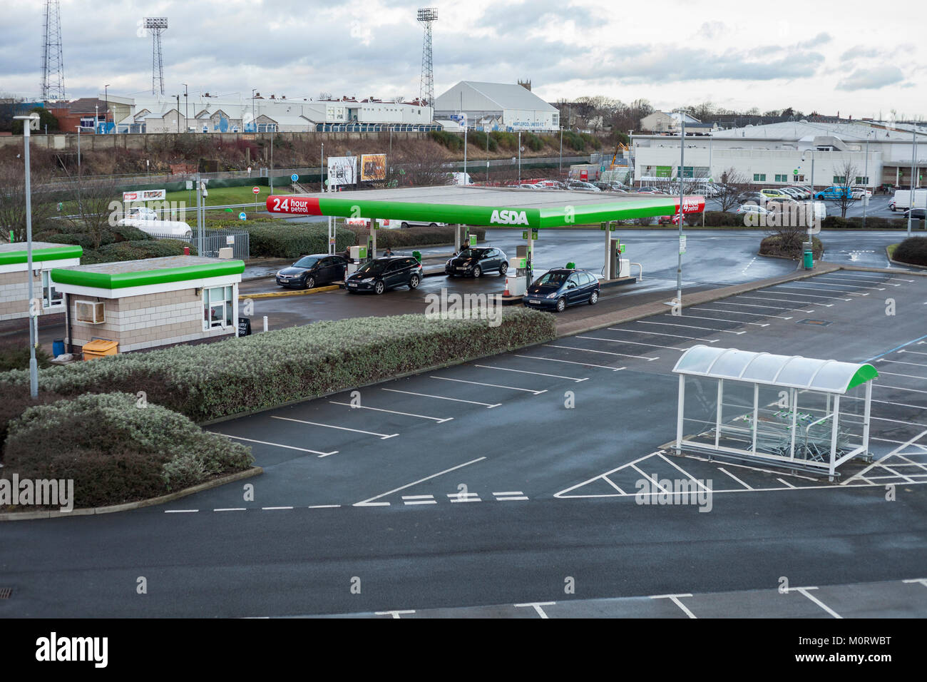 Fuel filling station at Asda store,Hartlepool,England,UK Stock Photo