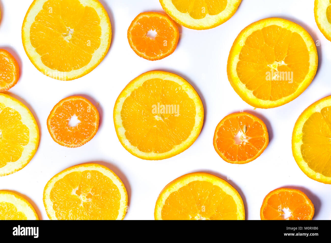 Sliced oranges and lemon background pattern isolated flay lay Stock ...