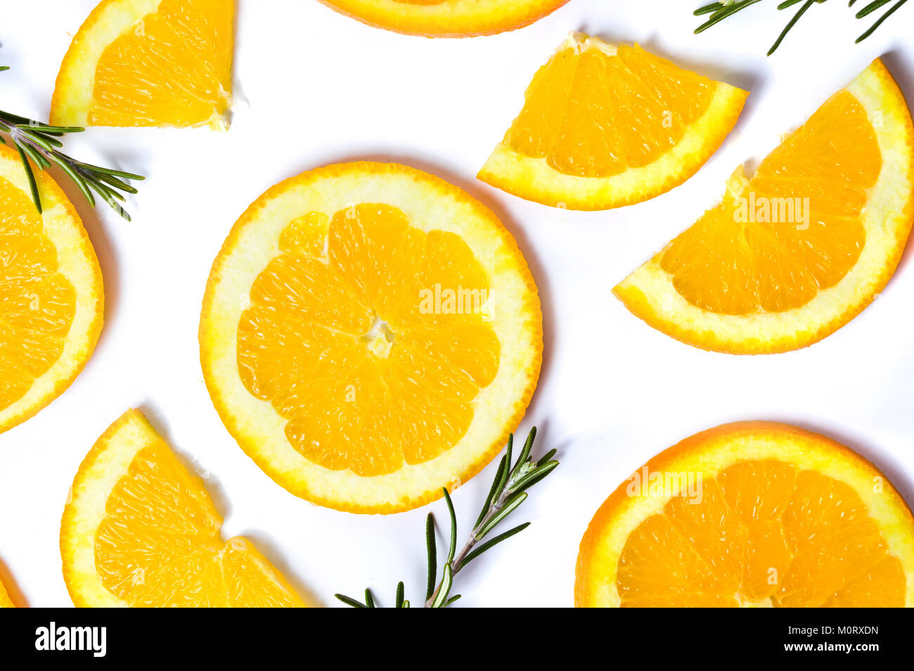 Sliced oranges and lemon background pattern isolated flay lay Stock ...