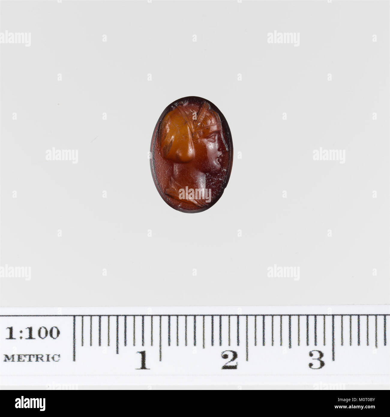 Photograph of a carnelian ring stone from the Metropolitan Museum of Art's collection, object number DP14376. Stock Photo