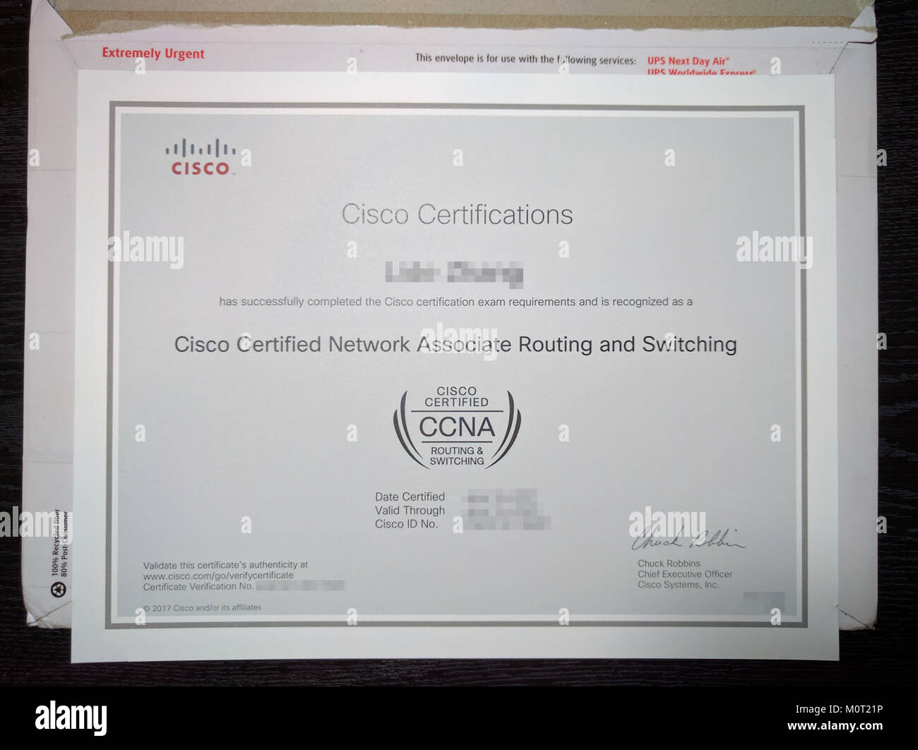 CCNA certificate Stock Photo