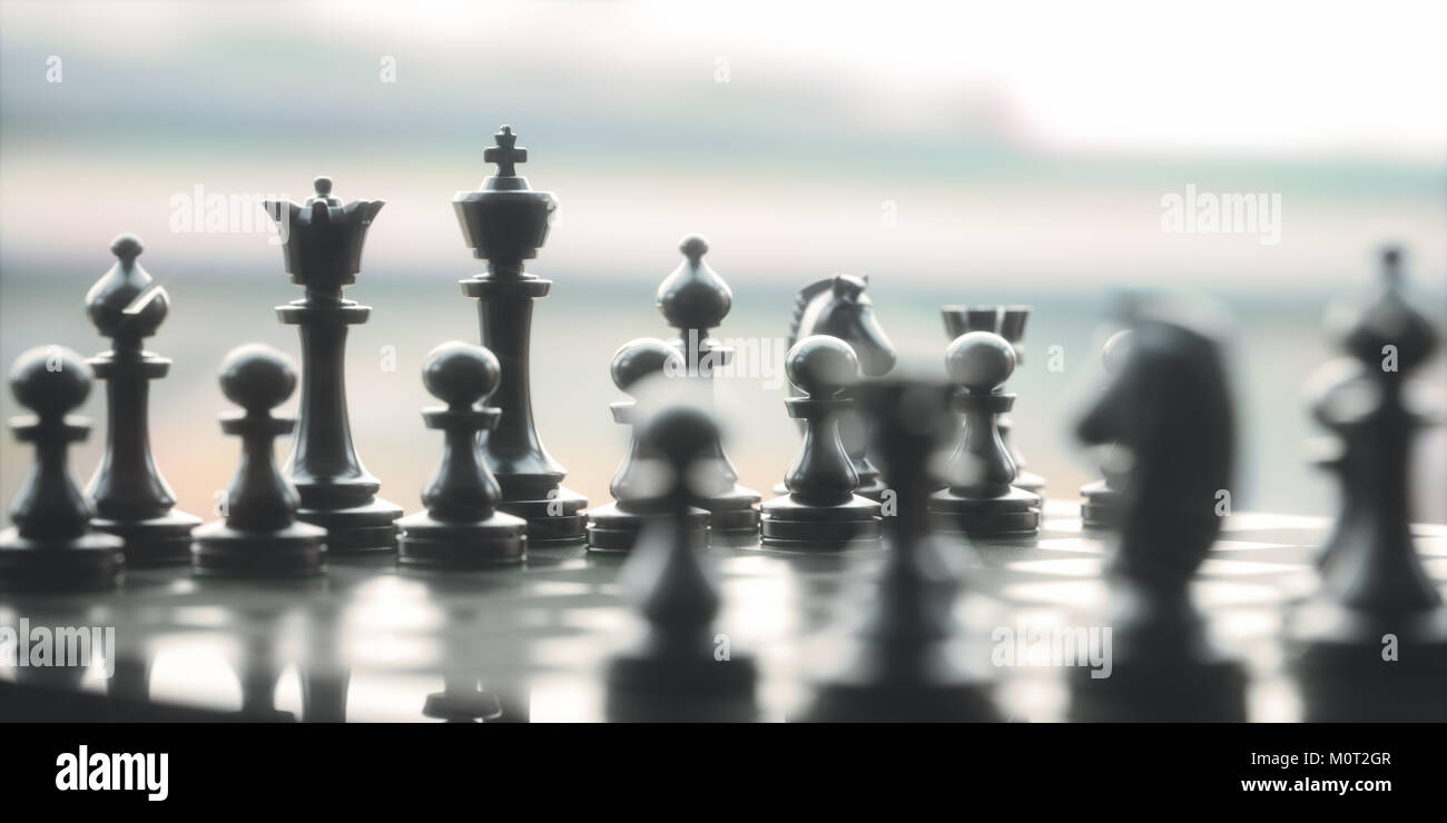 Pieces of chess game, image with shallow depth of field. Stock Photo