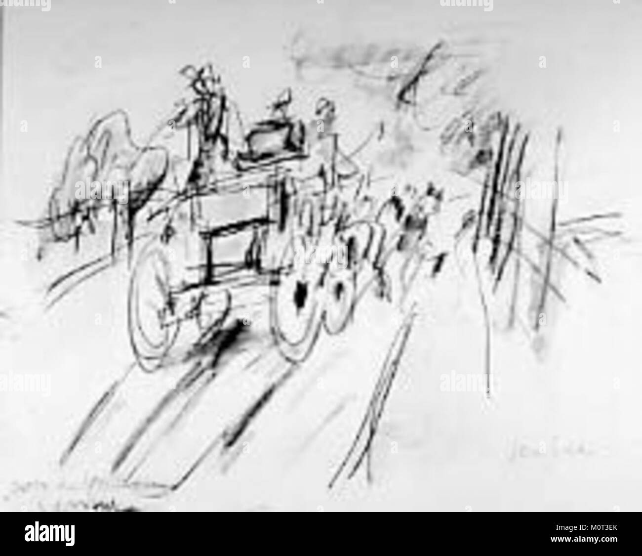 A photo showing a carriage in the Bois du Boulogne, Paris, highlighting 19th-century French transport and the historic park known for its cultural significance and leisure activities. Stock Photo
