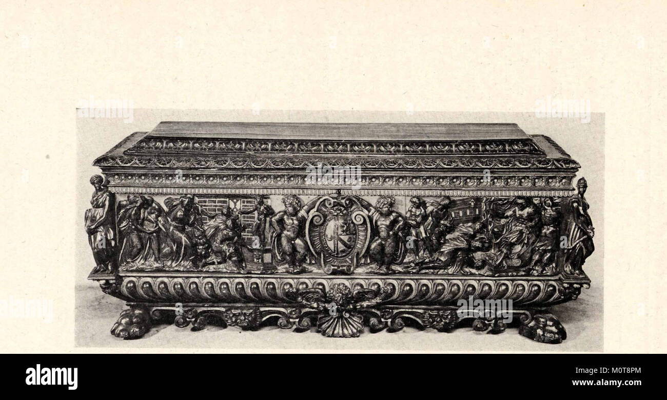 Italian Renaissance Rectangle Chest A decorative cassone (chest) from the Italian Renaissance, paired with ...