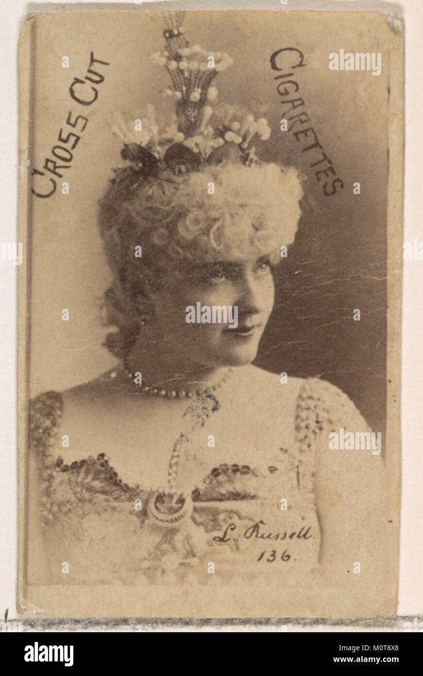 Card Number 136, Lillian Russell, from the Actors and Actresses series (N145-1) issued by Duke Sons & Co. to promote Cross Cut Cigarettes MET DP866054 Stock Photo