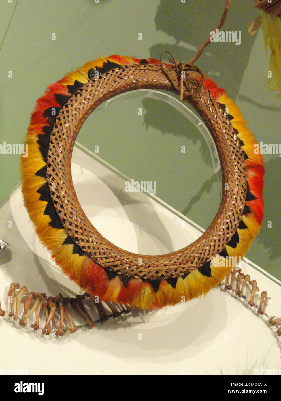 Ceremonial headdress with twined basketry band, Yahua culture, Amazonian Peru, c. 1930 - Royal Ontario Museum - DSC09549 Stock Photo