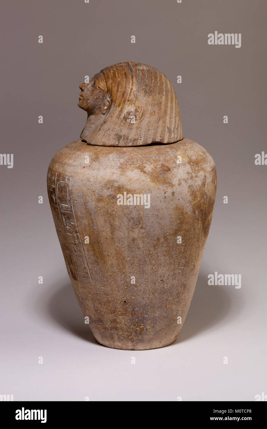 The Canopic Jar of Ruiu, cataloged as MET 35.3.35a-b, is an ancient ...