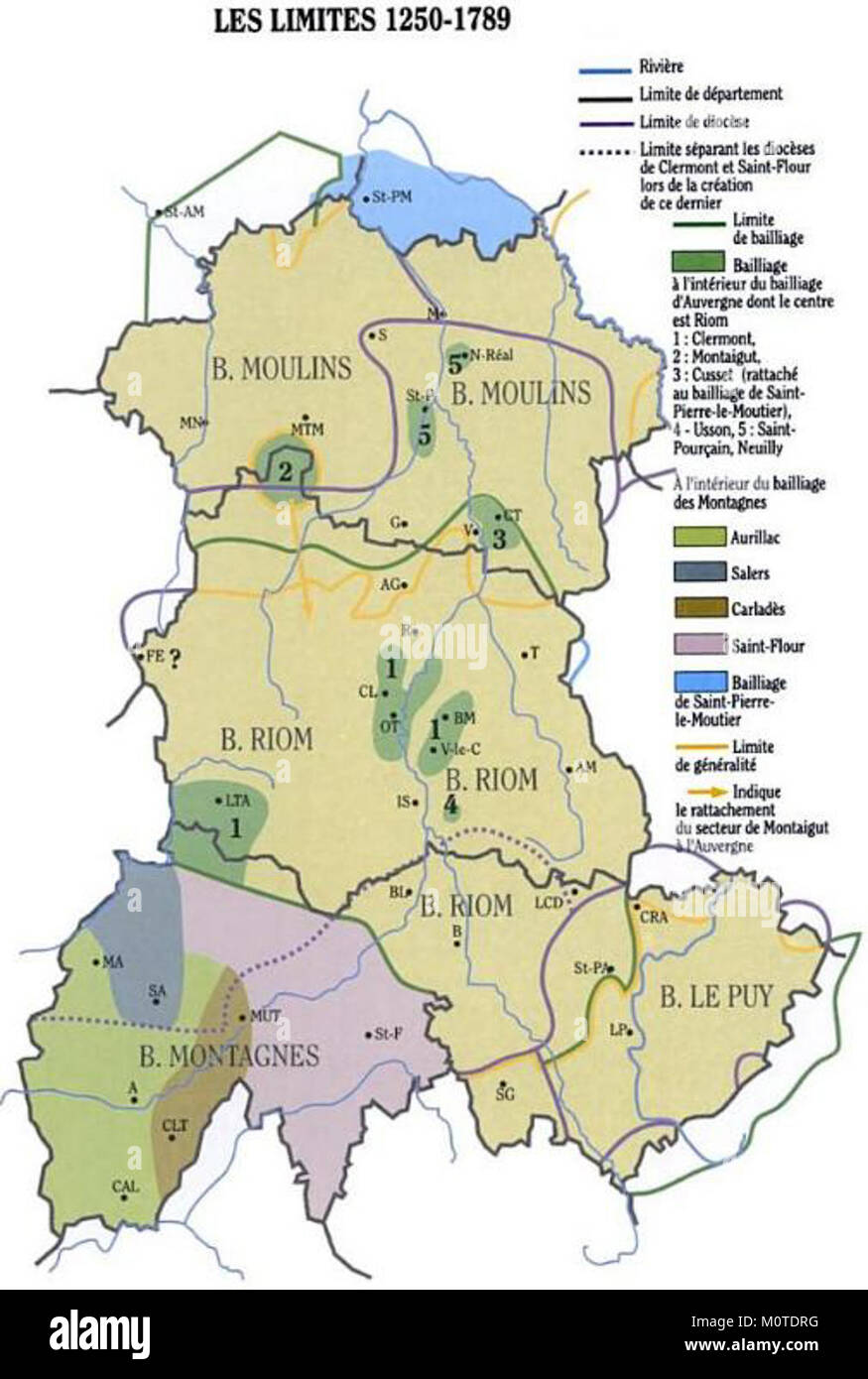 Carte Auvergne Historique Stock Photo Alamy