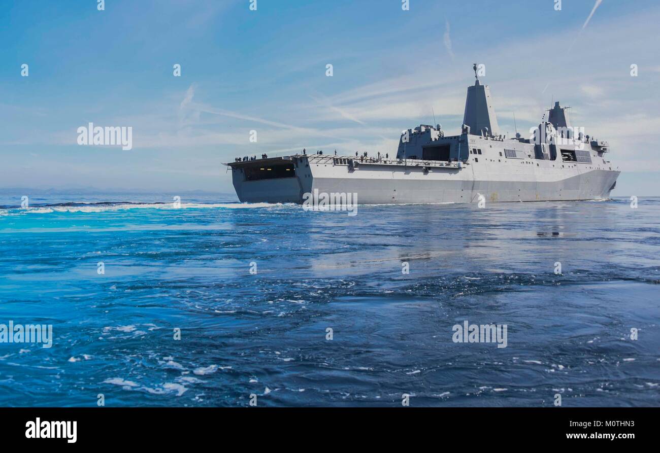 The San Antonio-class amphibious transport dock USS Anchorage (LPD 23 ...