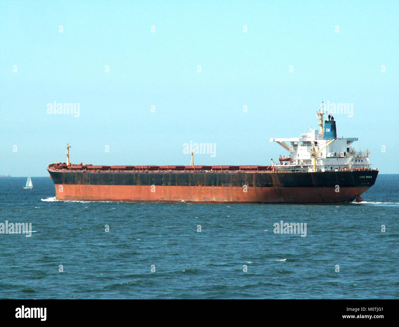 Cape Maria - IMO 8024296 - Callsign 3ENT5 p1 leaving Port of Rotterdam, Holland 08-Jul-2006 Stock Photo