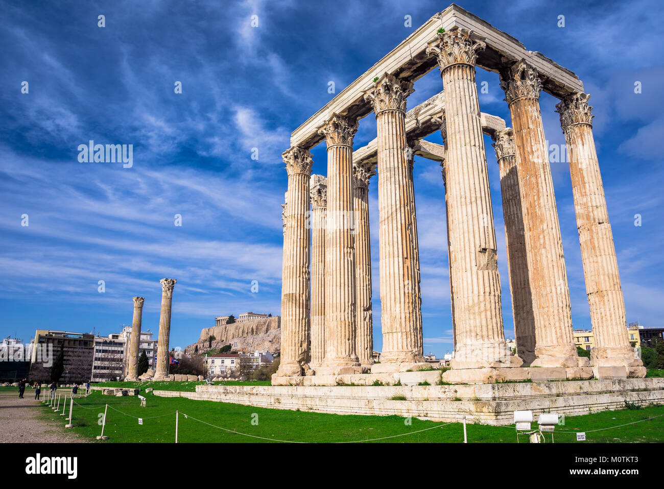 The Temple of Olympian Zeus (Greek: Naos tou Olimpiou Dios), also known as the Olympieion, Athens, Greece. Stock Photo