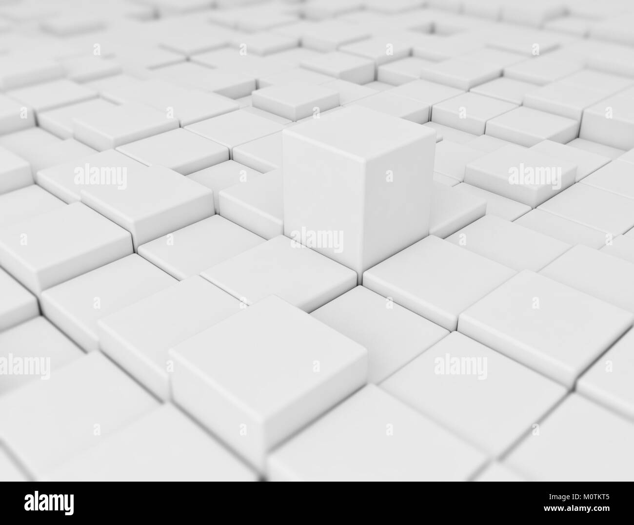 White blocks creative abstract background. 3d illustration digital construction Stock Photo