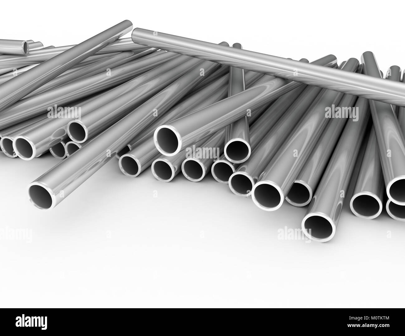 Steel tubes stack with reflection on white background Stock Photo Alamy