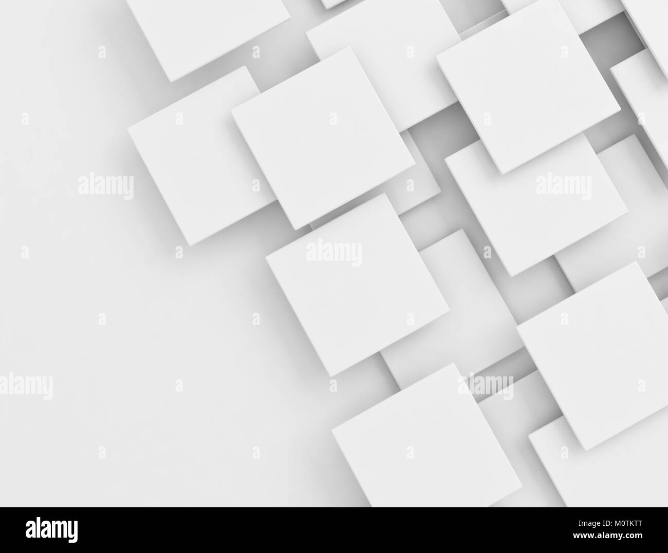 Overlapping white 3d squares with slight shadow Stock Photo