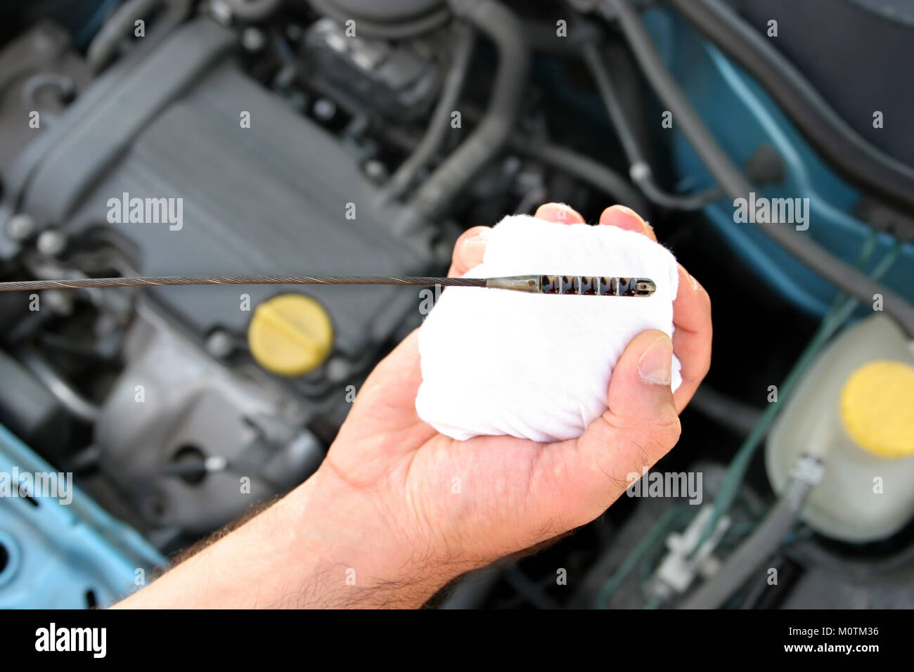 Details Checking Engine Oil Dipstick In Car Stock Photo - Alamy