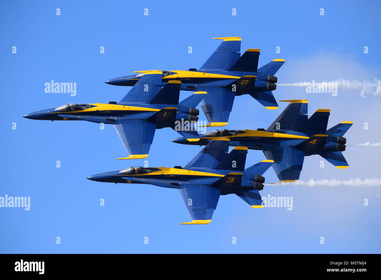 Blue Angels fly in formation at the Jacksonville airshow Stock Photo