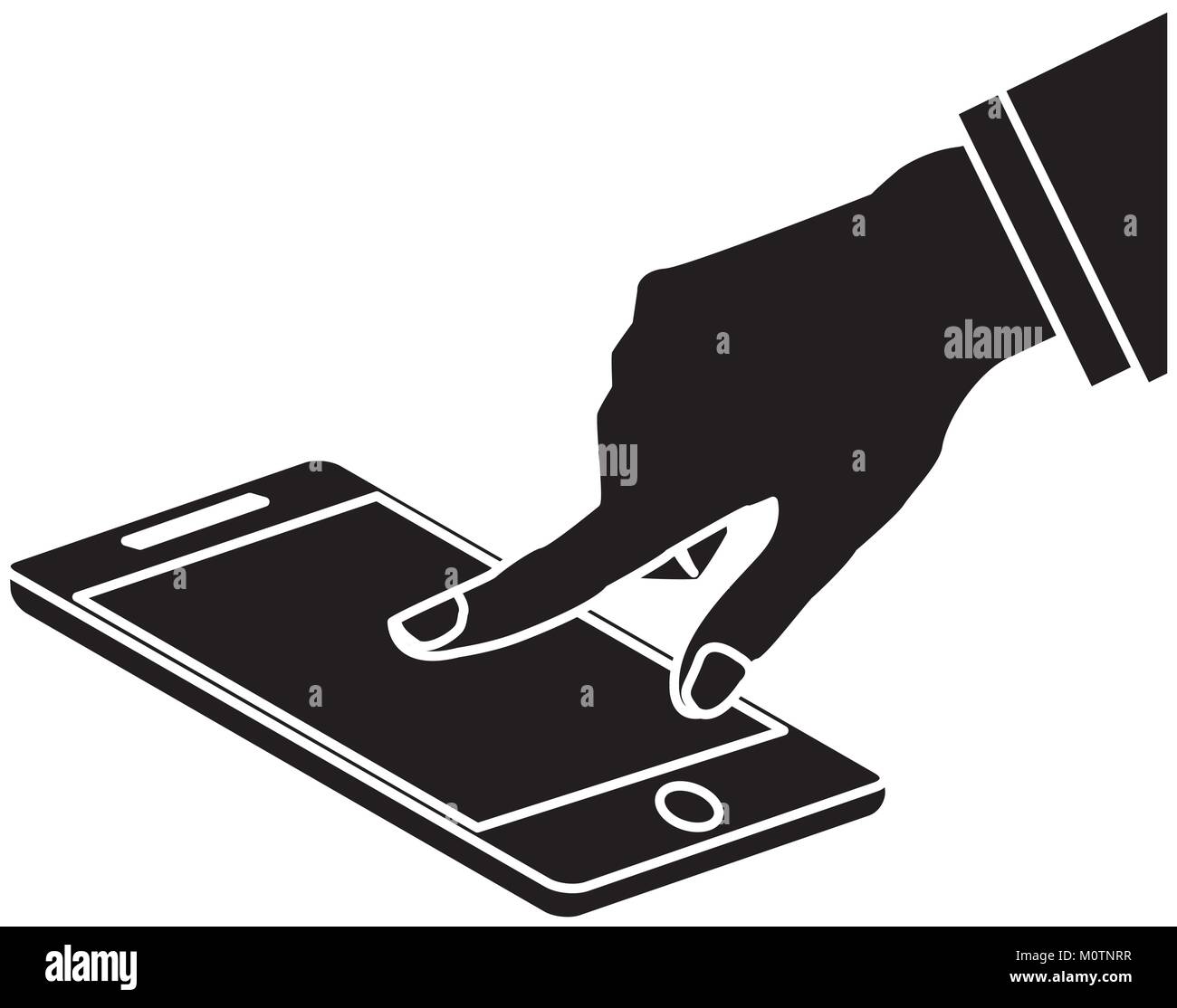 Hand touching smartphone Stock Vector Image & Art - Alamy