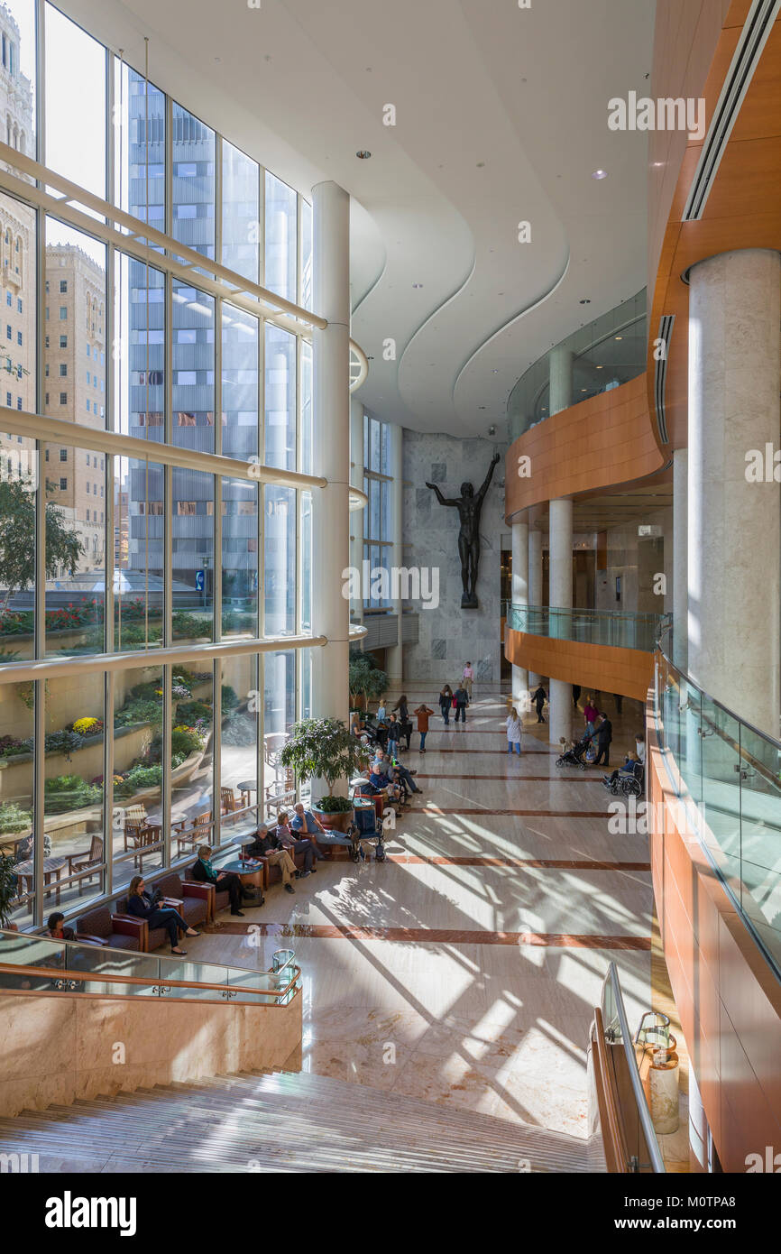 Lobby of Gonda Building at Mayo Clinic in Rochester, MN. Stock Photo