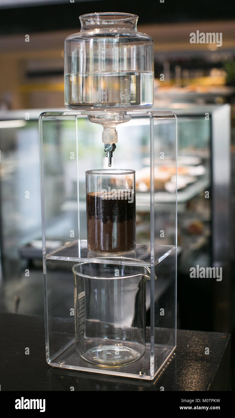 Cold filtered drip coffee at Hawthorn Common cafe in Melbourne Stock