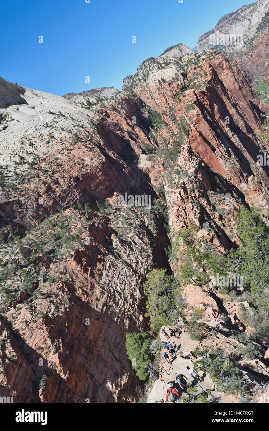 Hike down from angels landing in Zion National Park Stock Photo