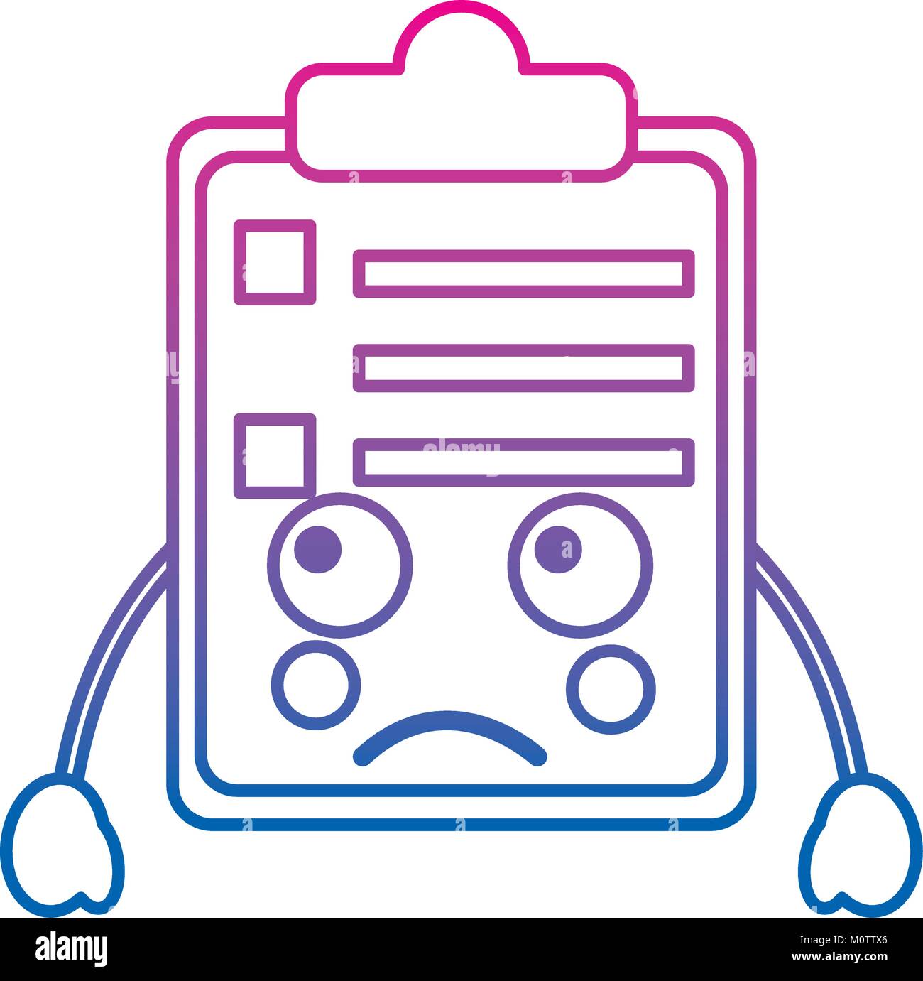 paper sad clipboard kawaii character cartoon Stock Vector Image & Art ...