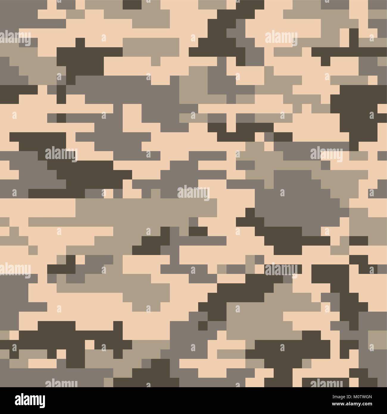 Digital pixel camouflage seamless pattern. Vector Texture in desert colour Stock Vector
