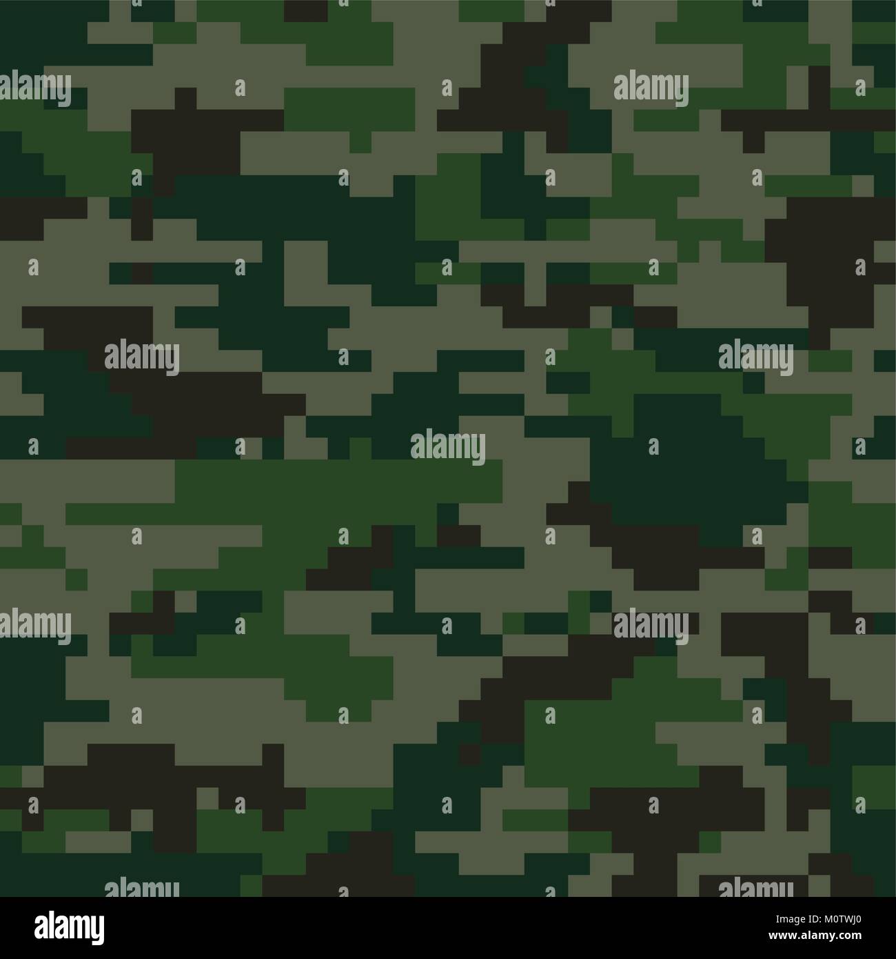Digital pixel camouflage seamless pattern. Vector Texture in green colour Stock Vector