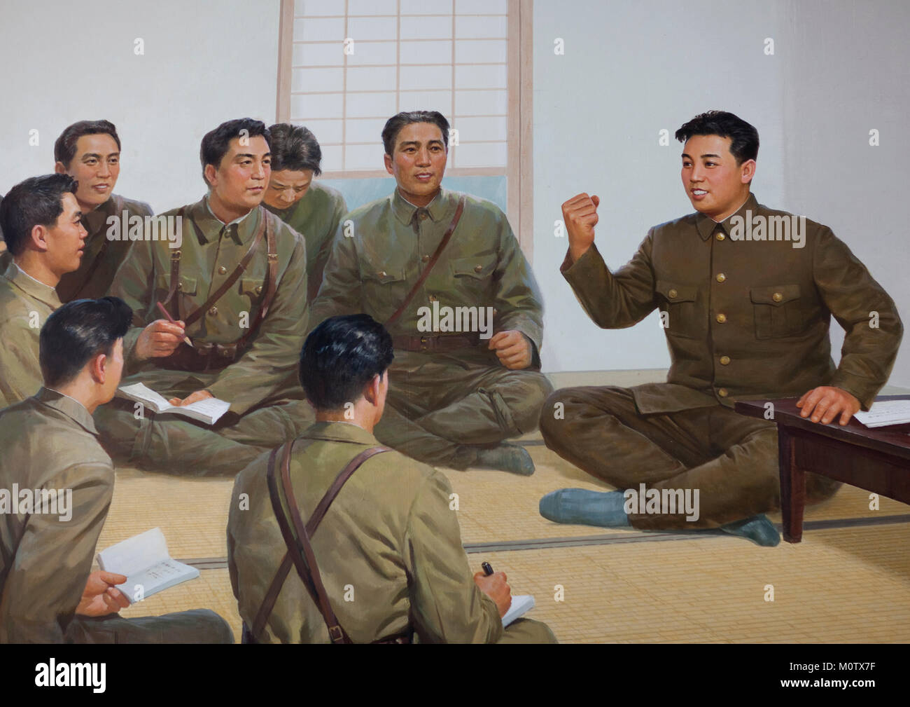 Propaganda poster with Kim il Sung when he was a young officer in the army  during the Korean war, Kangwon Province, Wonsan, North Korea Stock Photo -  Alamy