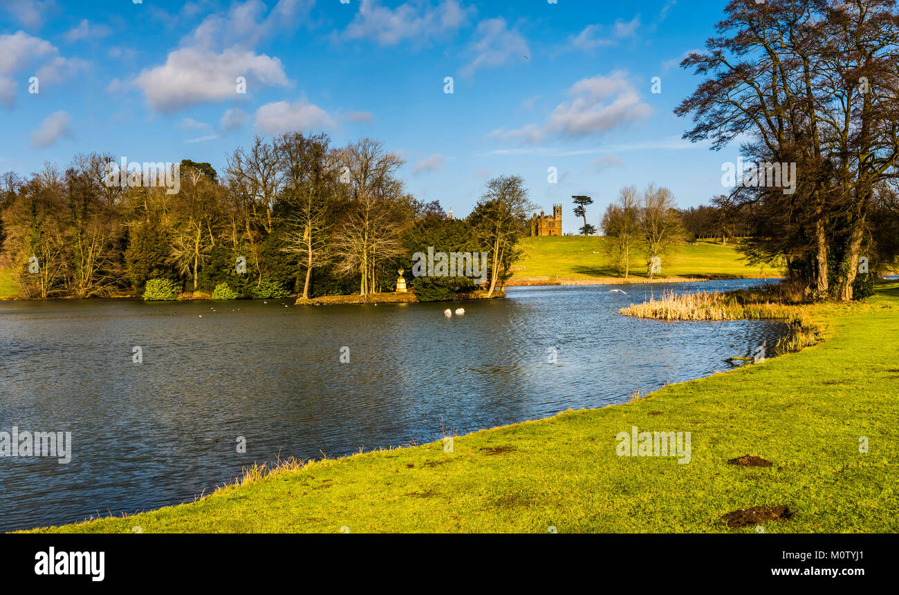 Octagon Lake at Stowe Landscape Gardens, Buckinghamshire, UK Stock Photo