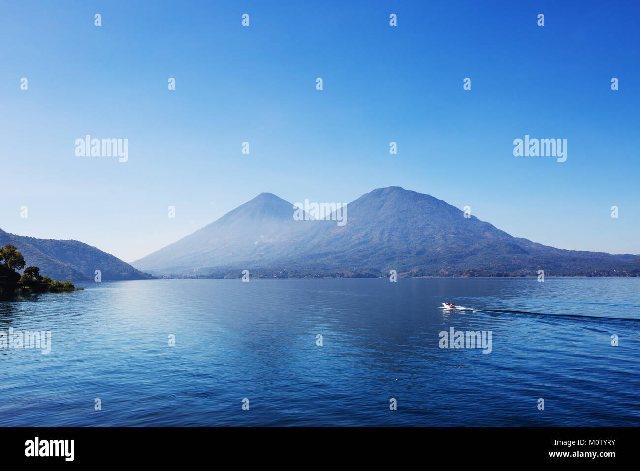 Beautiful lake Atitlan and volcanos in the highlands of Guatemala ...