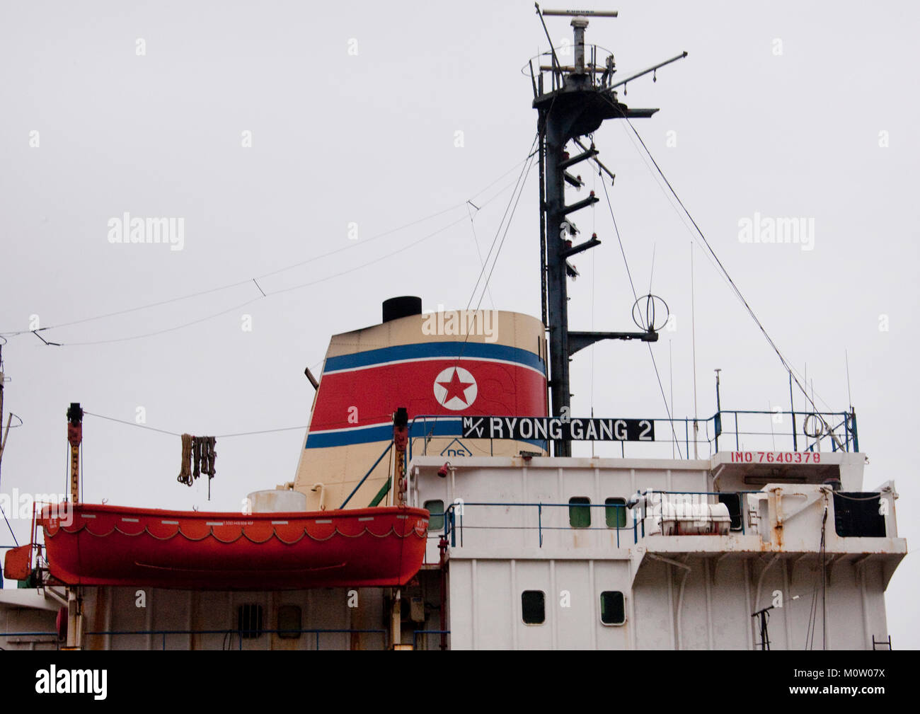 North Korean ship moored in a dock, South Pyongan Province, Nampo