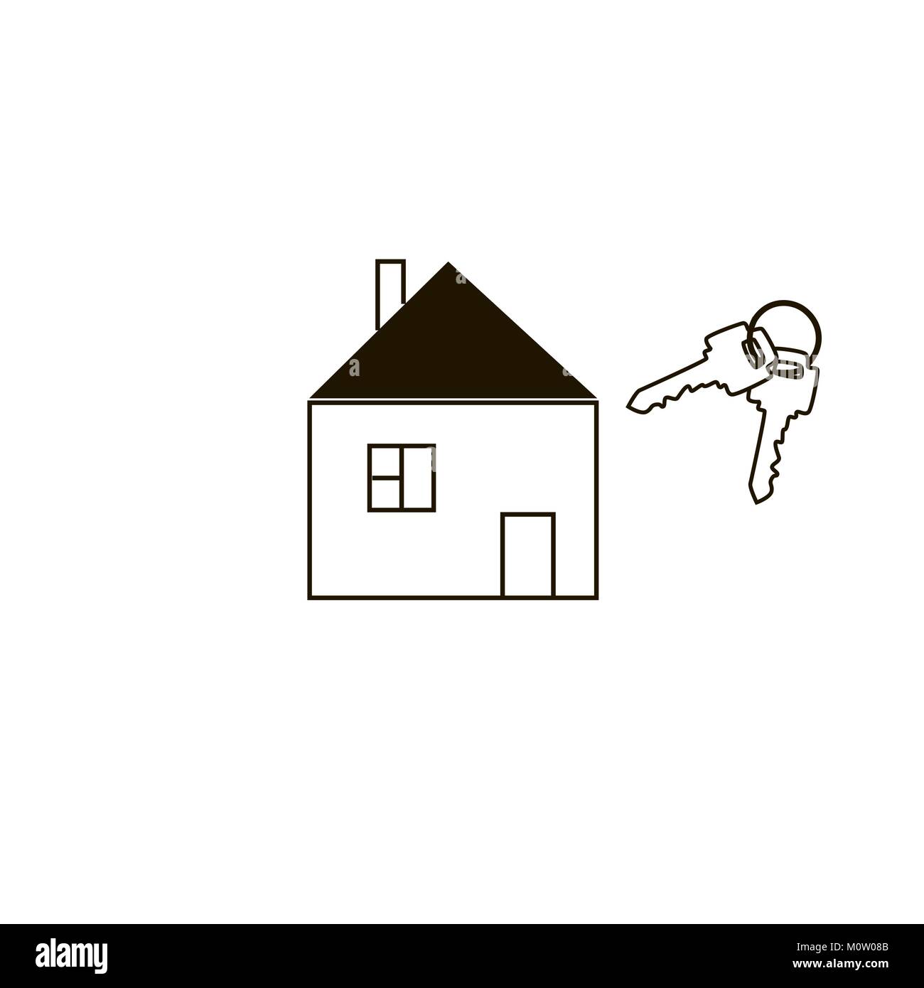 Icon simple house with keys isolated on a white background. Stock Vector