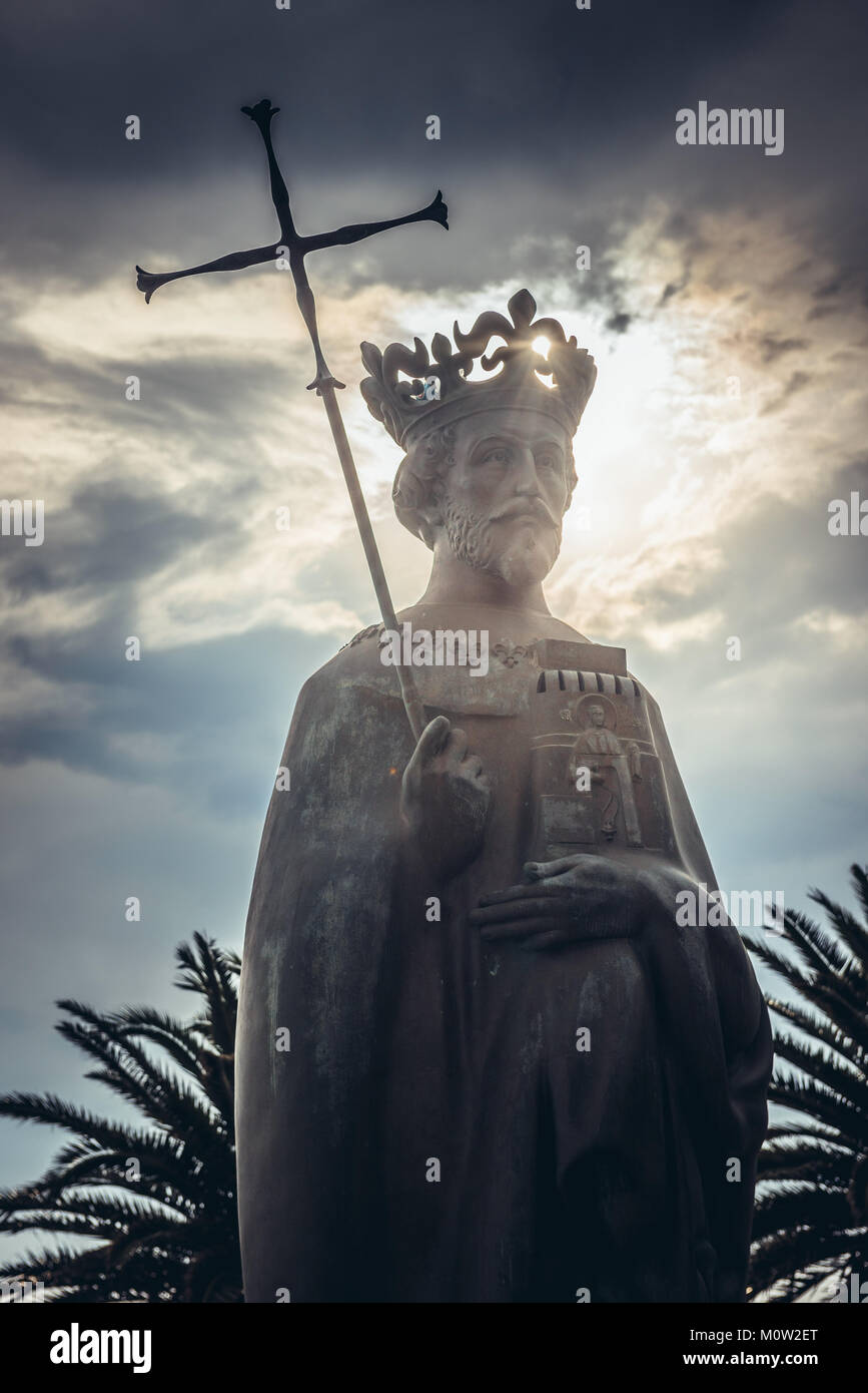 Monument of Stephen Tvrtko Kotromanic, First King of Bosna in Herceg Novi city on the Adriatic Sea coast in Montenegro Stock Photo