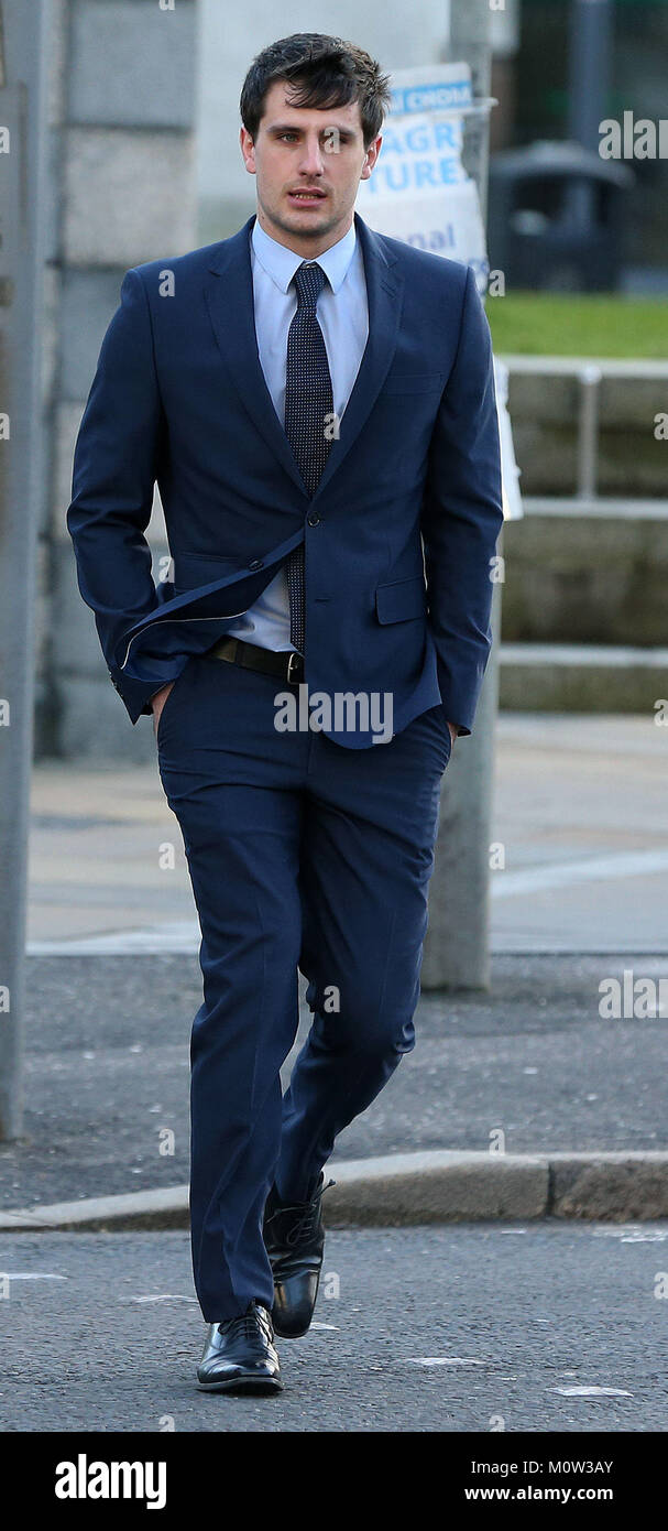 Blane McIlroy arrives at Belfast Crown Court where he is on trial accused of one count of exposure, in connection with an incident in which two Ireland and Ulster rugby stars are accused of raping a woman at a property in south Belfast in June 2016. Picture date: Wednesday January 24, 2018. See PA story ULSTER Rugby. Photo credit should read: Brian Lawless/PA Wire Stock Photo