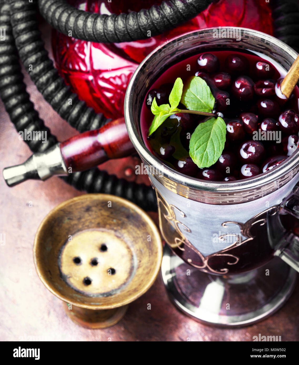 Arabic hookah with a taste of berry alcoholic beverage Stock Photo Alamy
