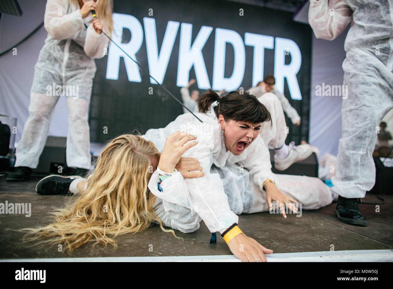 The Icelandic female rap group Reykjavikurdætur performs a live concert ...