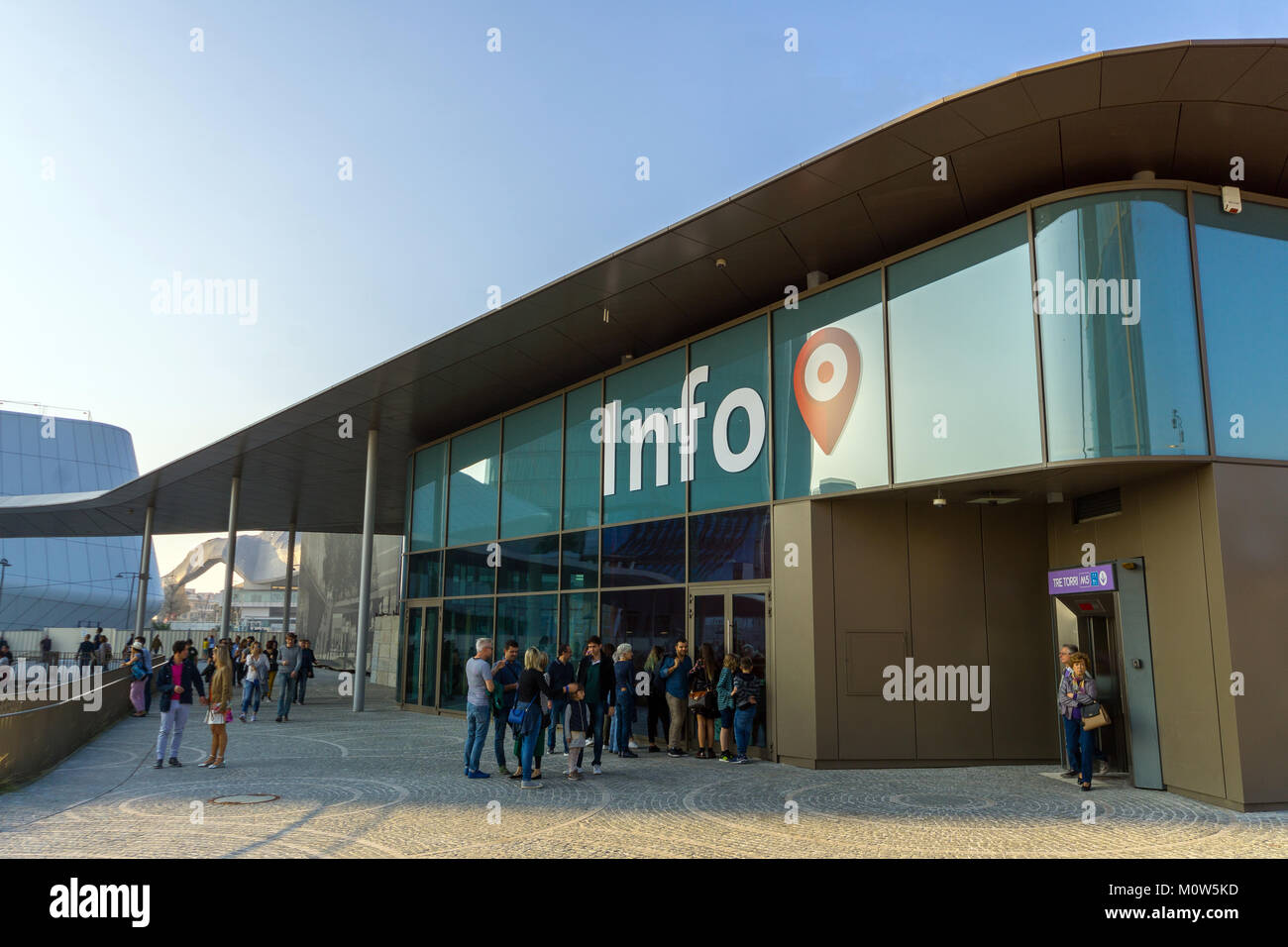 Italy,Lombardy,Milan,Piazza Tre Torri,Info Point Stock Photo