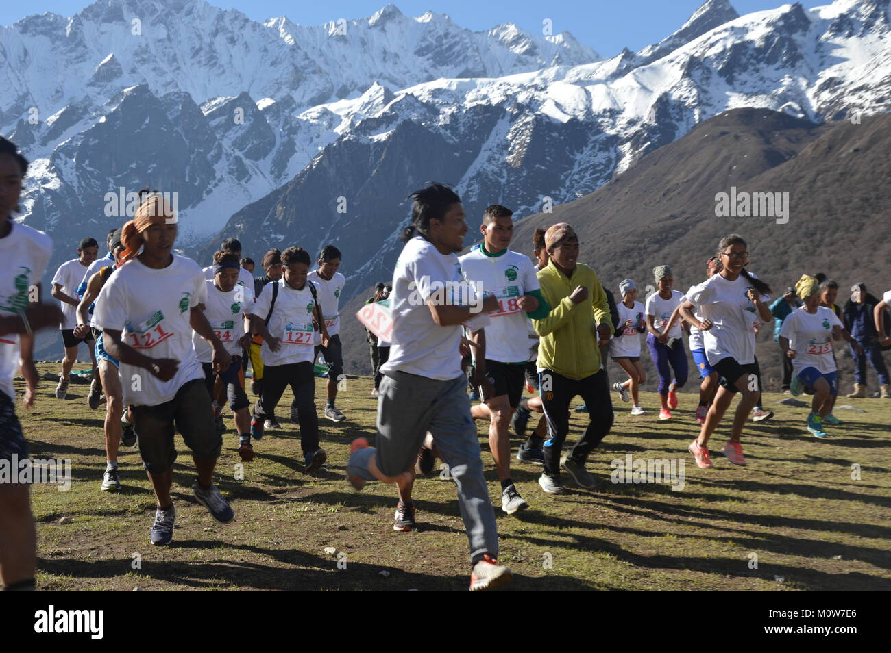 Langtang Marathon 2017 - Nepal Stock Photo