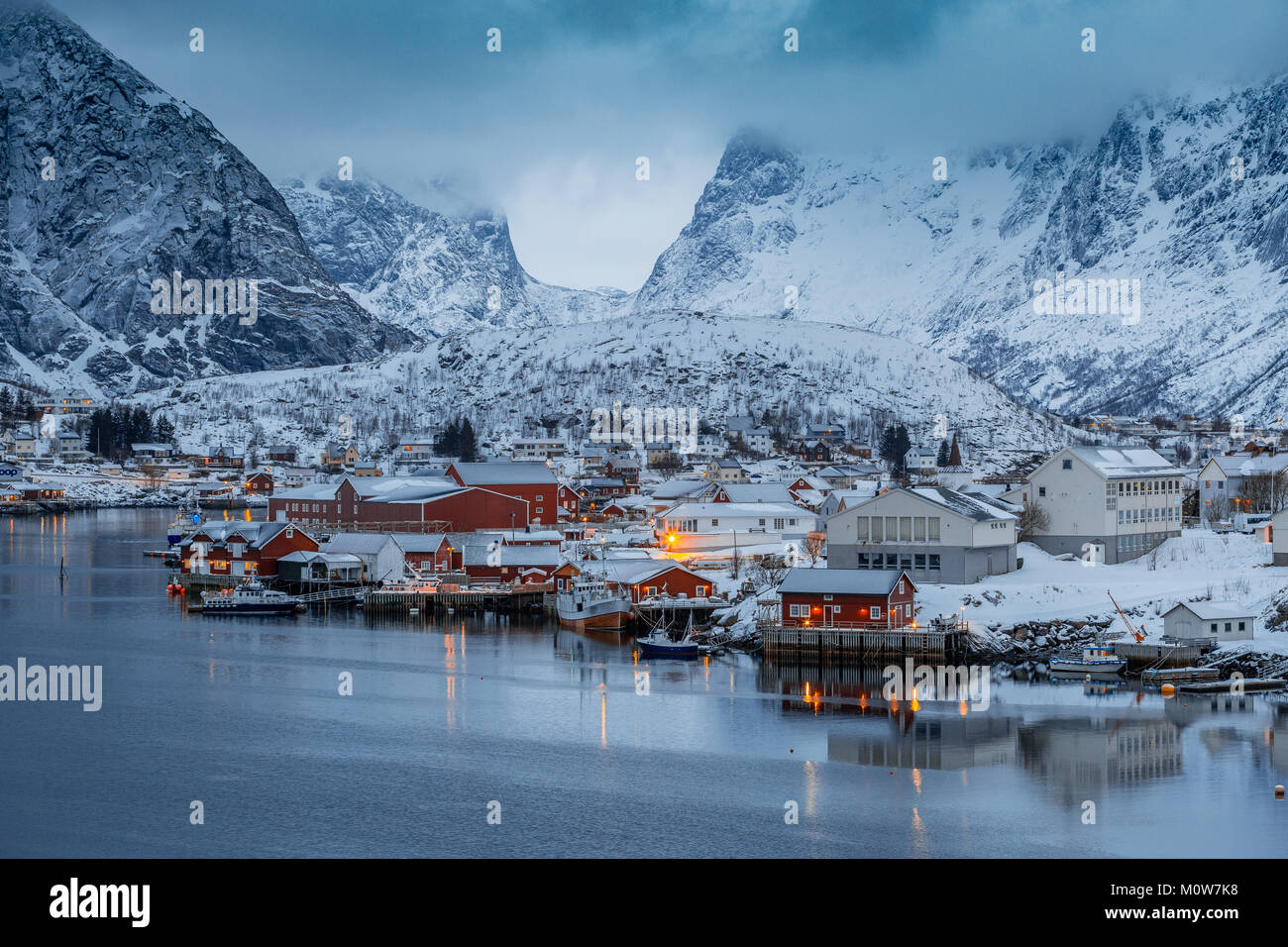 Lofoten Islands, Reine, Norway. Winter scene Stock Photo