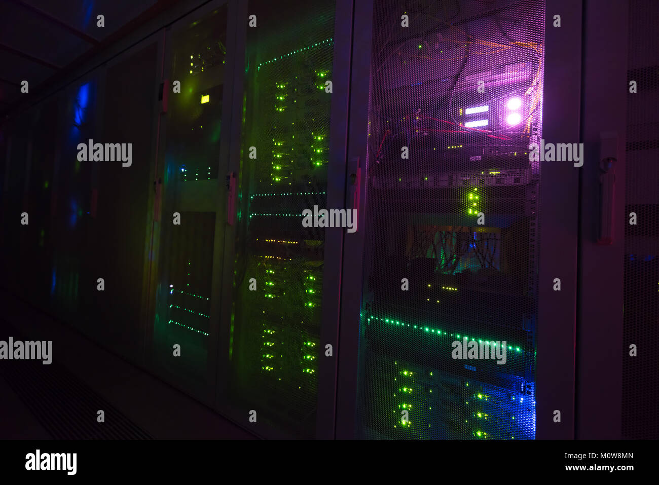 panel modern communication equipment with light from the display at ...