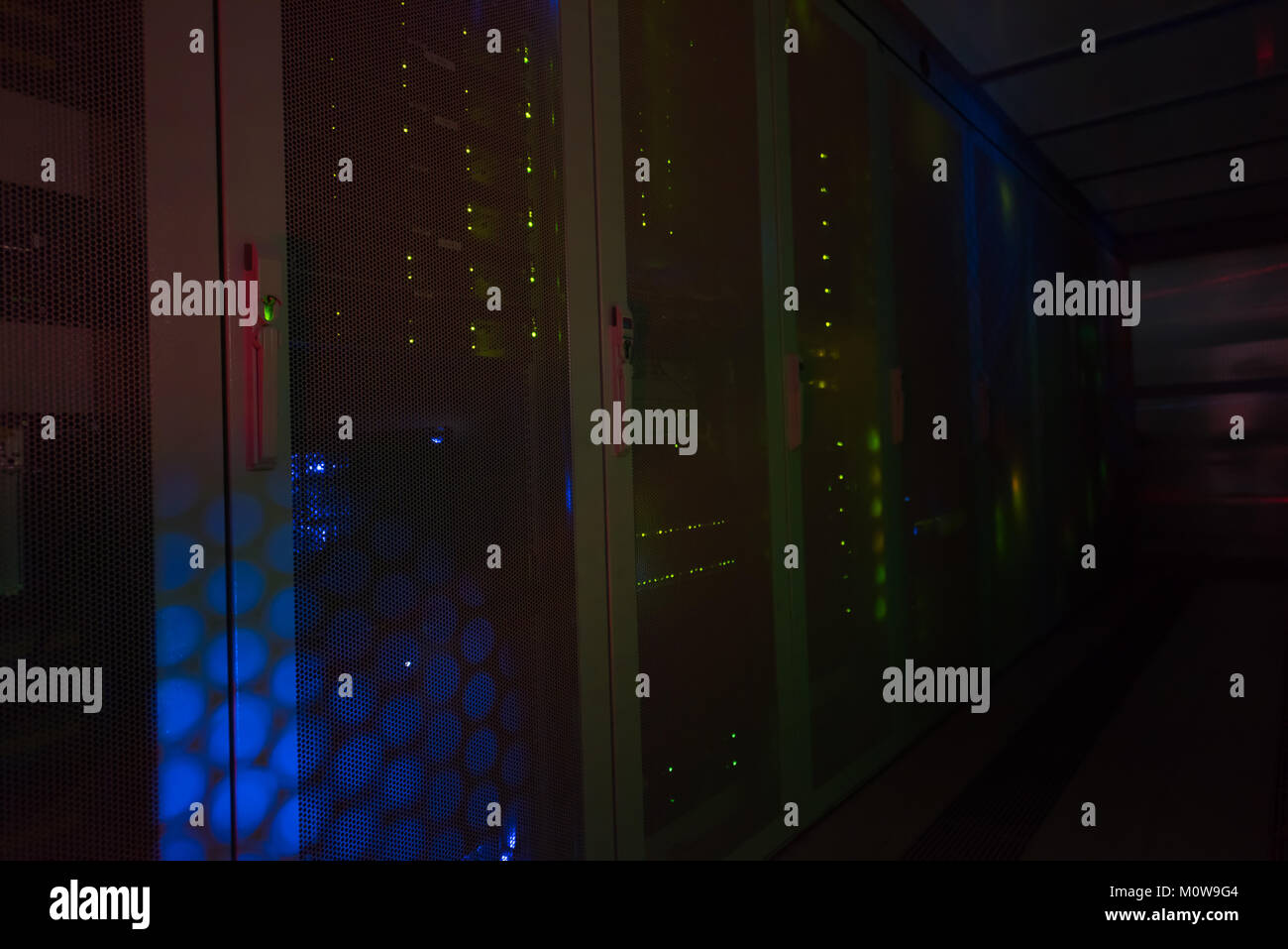 panel modern communication equipment with light from the display at ...