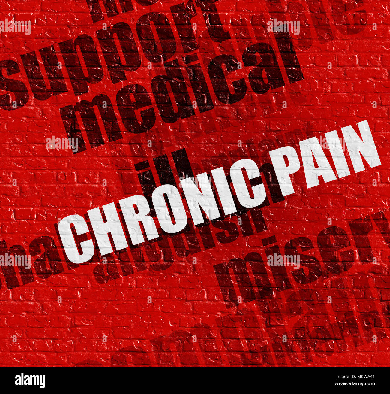 Modern medicine concept: Chronic Pain on Red Brickwall . Stock Photo
