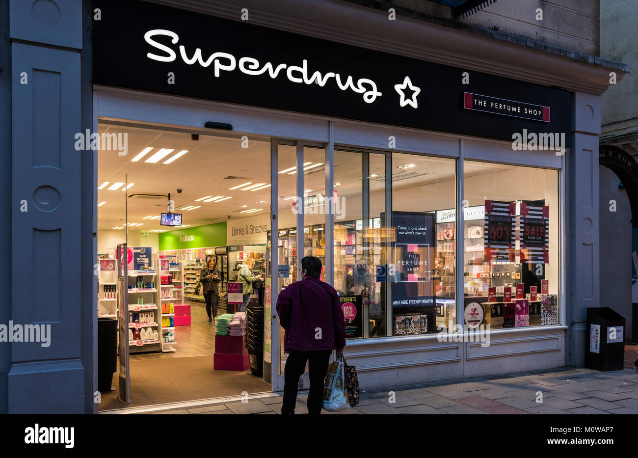 Superdrug shop entrance in England, UK. Retail store. Stock Photo