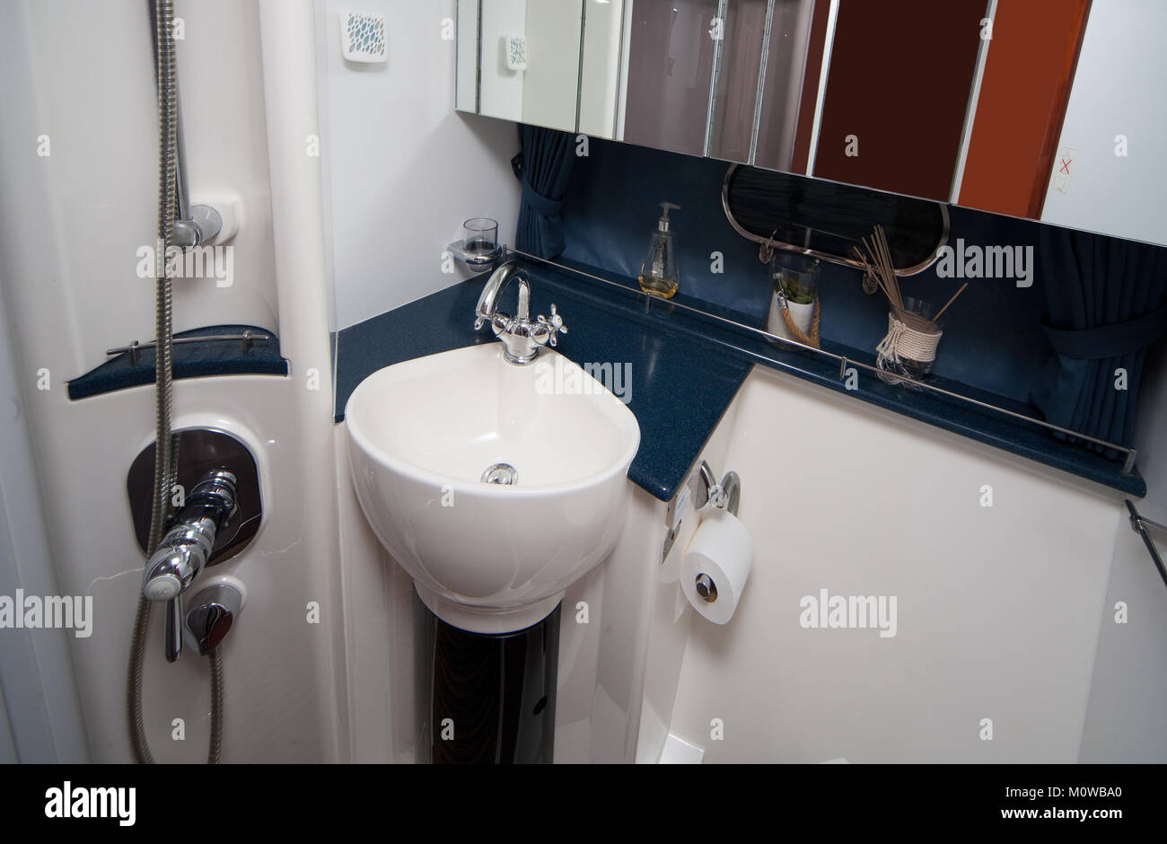 Close Up of Bathroom of Boat Stock Photo Alamy