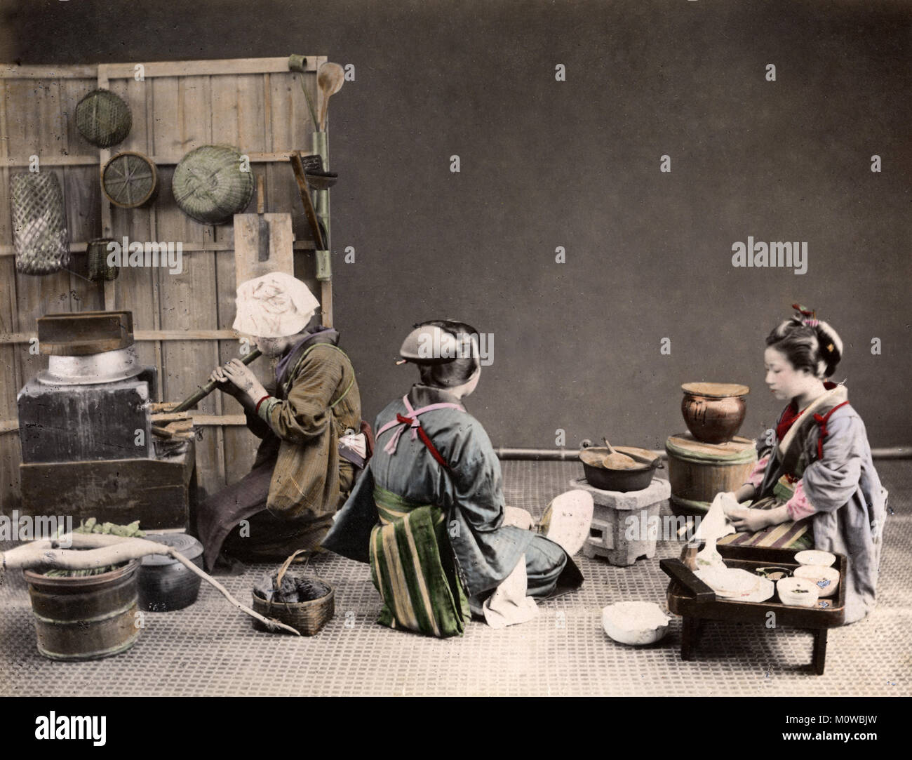 Old Japanese cooking utensils in Japan - Stock Illustration